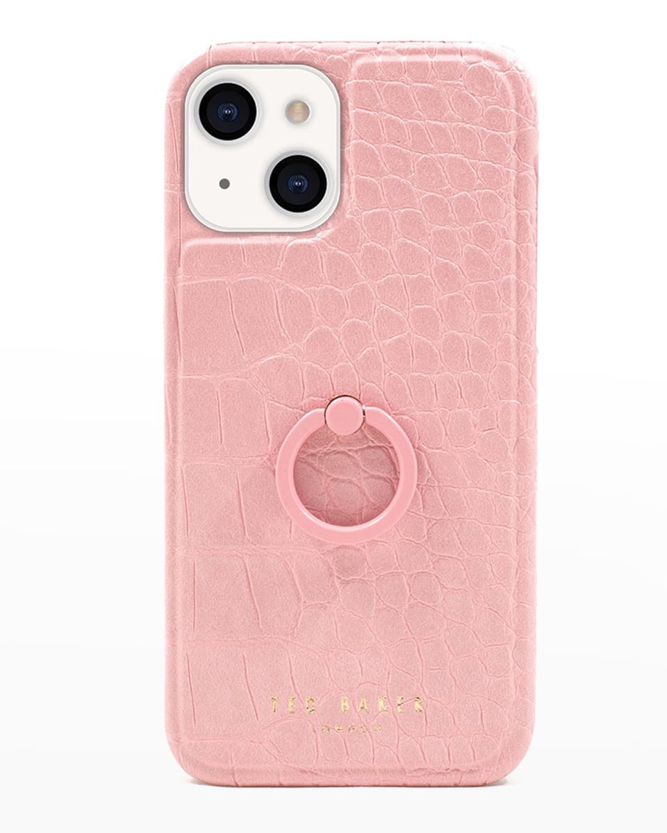 Finger Loop Back Shell iPhone 13 Case - Pink Croc